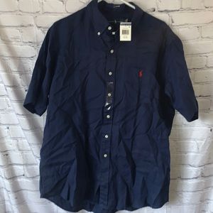 NWT Ralph Lauren navy linen button up shirt, XL